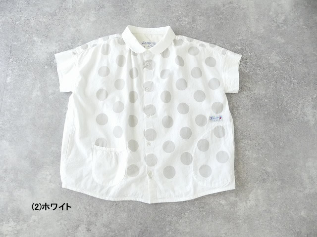 快晴堂(かいせいどう) Girls 水玉ダンガリーのインディゴとホワイト　丸衿半袖シャツの商品画像13