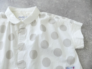 快晴堂(かいせいどう) Girls 水玉ダンガリーのインディゴとホワイト　丸衿半袖シャツの商品画像30