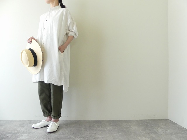 UTILITY BANDED COLLAR LONG SHIRT