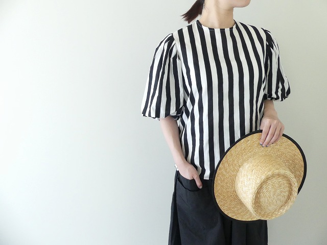 DECK CHIAIR STRIPE BALLOON SLEEVE BLOUSE