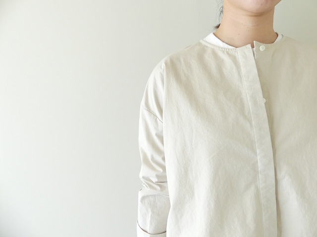 evam eva(エヴァムエヴァ) cotton no collar shirtの商品画像3