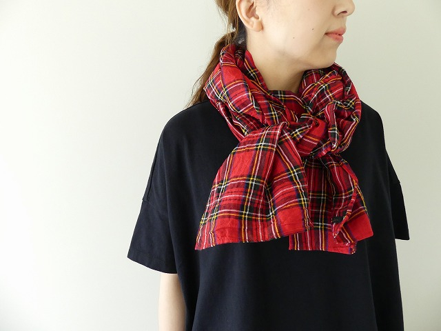 LINEN TARTAN CHECK STOLE