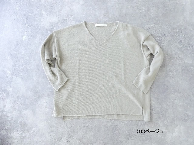 evam eva(エヴァムエヴァ) ramie cotton v neck pulloverの商品画像12