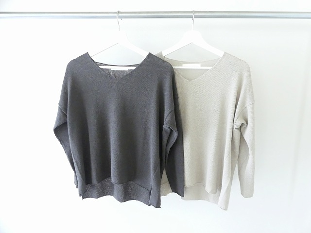 evam eva(エヴァムエヴァ) ramie cotton v neck pulloverの商品画像3