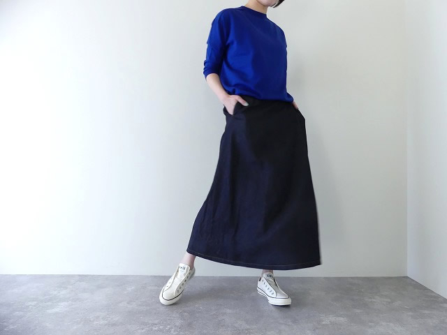 フェイクラップスカート Fake Wrap Skirt Indigo Co/Ten Twill