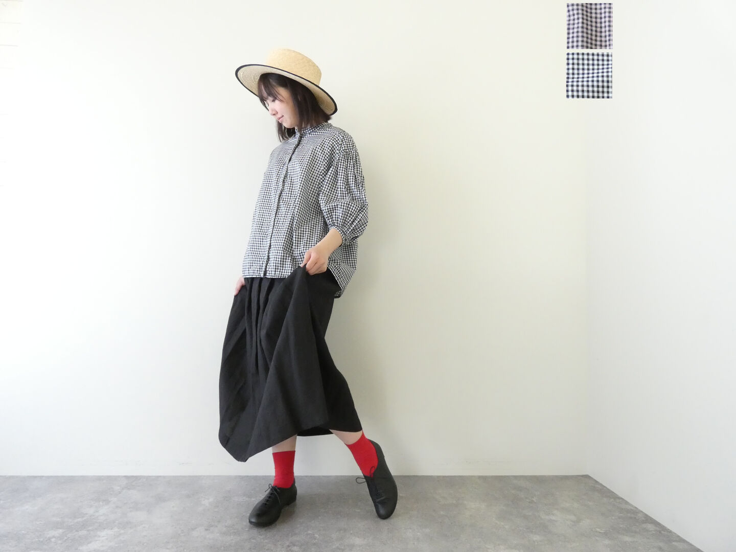 homspun(ホームスパン) ギンガム&無地パフスリーブブラウス(261-5750) homspun(ホームスパン) ギンガム&無地パフスリーブブラウス(261-5750)