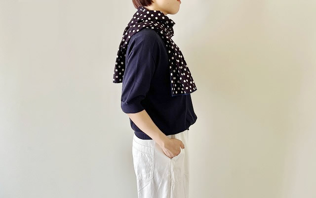 快晴堂(かいせいどう)+SPACEMOO 抜染水玉のミニマフラー(53Z-203) 快晴堂(かいせいどう)+SPACEMOO 抜染水玉のミニマフラー(53Z-203)