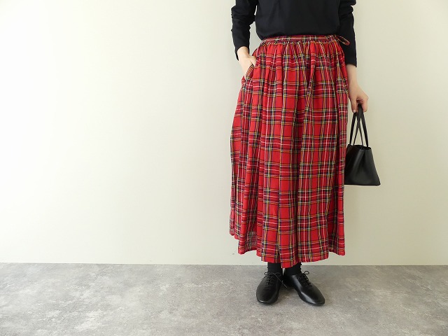 R&D.M(オールドマンズテーラー) LINEN TARTAN CHECK GATHER SKIRT