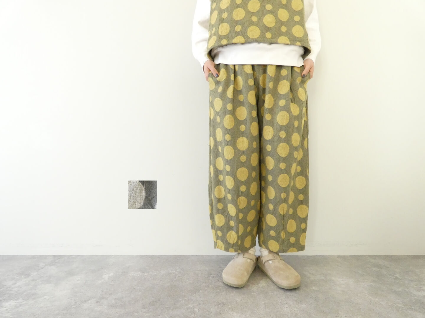 prit(プリット) ドットジャガードキャッチワッシャー ワンタック裾ダーツバギーパンツ(70708) prit(プリット) ドットジャガードキャッチワッシャー ワンタック裾ダーツバギーパンツ(70708)