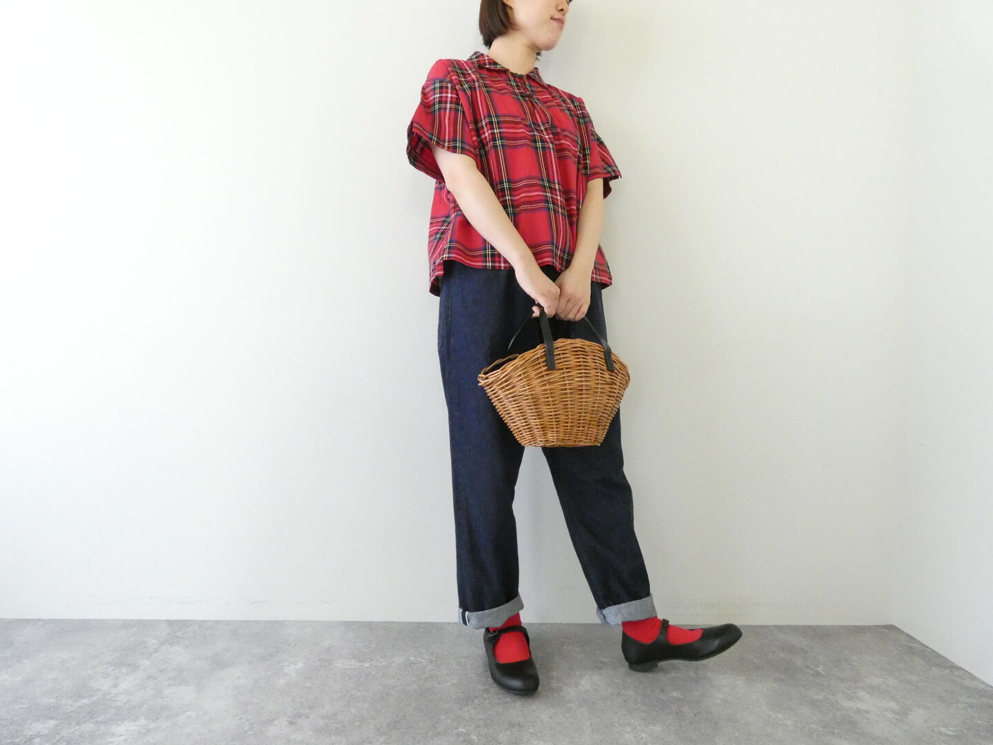 Sarahwear(サラウェア) 双子ボタンスキッパータータンチェックシャツ(C53088) Sarahwear(サラウェア) 双子ボタンスキッパータータンチェックシャツ(C53088)